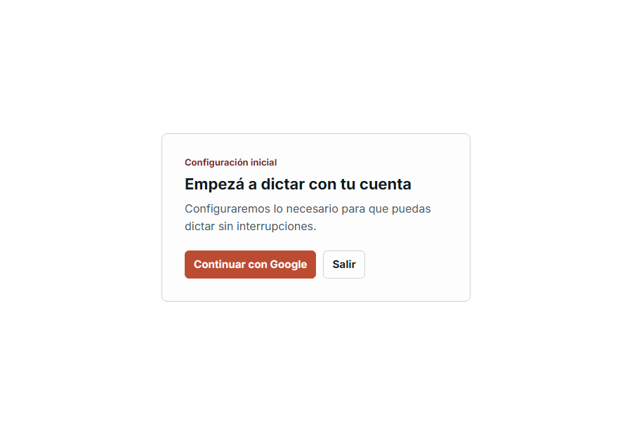 Fixvox initial setup asking the user to continue with Google